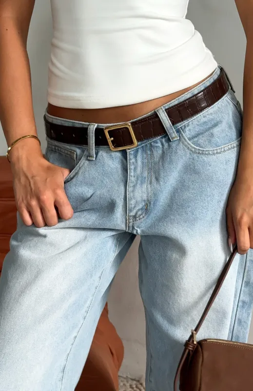 Elvio Belt Chocolate Croc made by White Fox Boutique