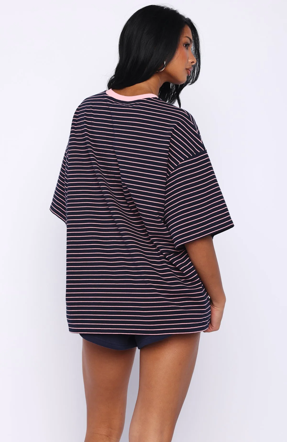 Good Old Days Oversized Tee Pink / Navy Stripe sold by White Fox Boutique product image thumbnail 4
