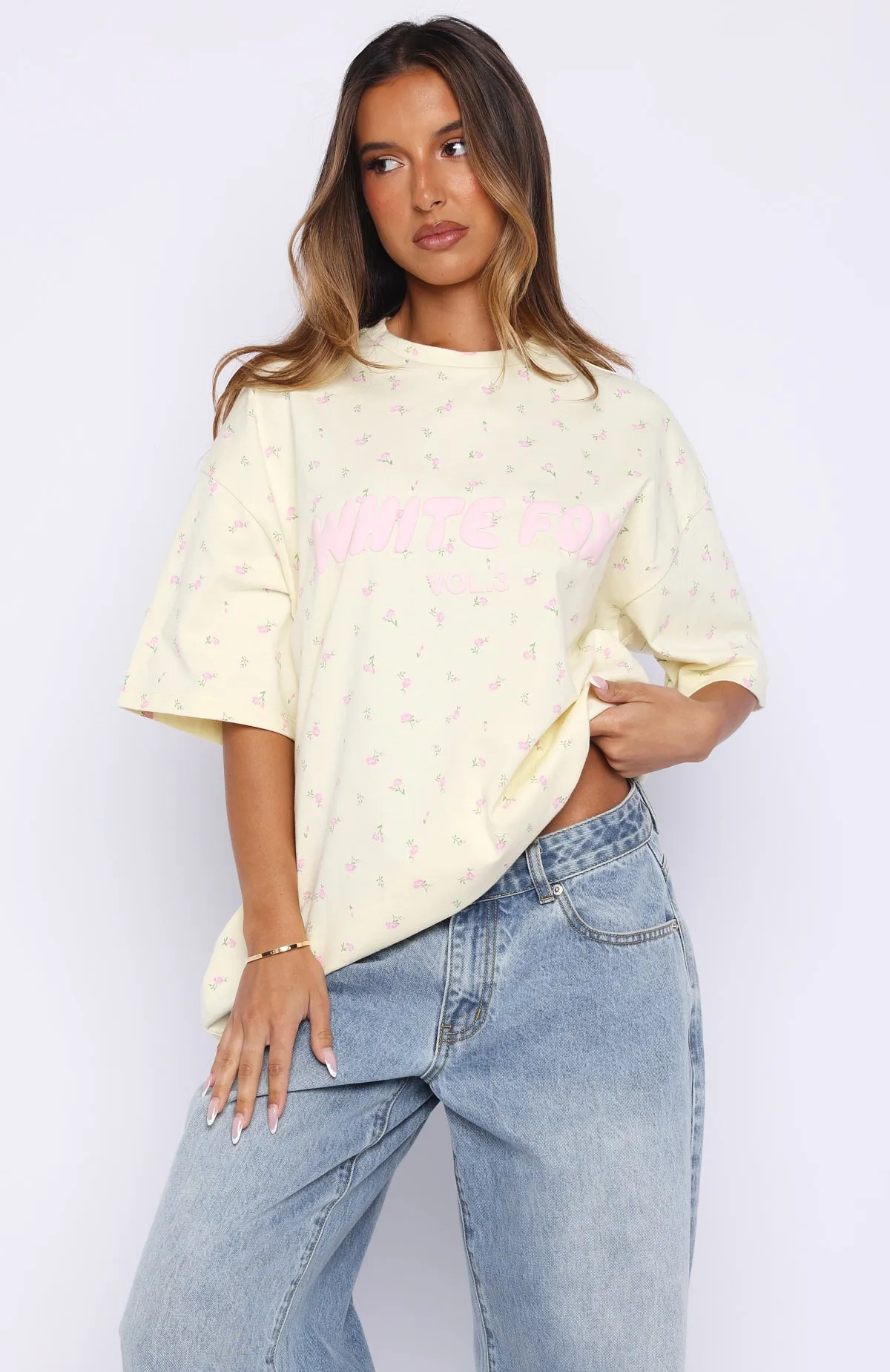 Offstage Printed Oversized Tee Lemon Ditsy sold by White Fox Boutique product image thumbnail 2