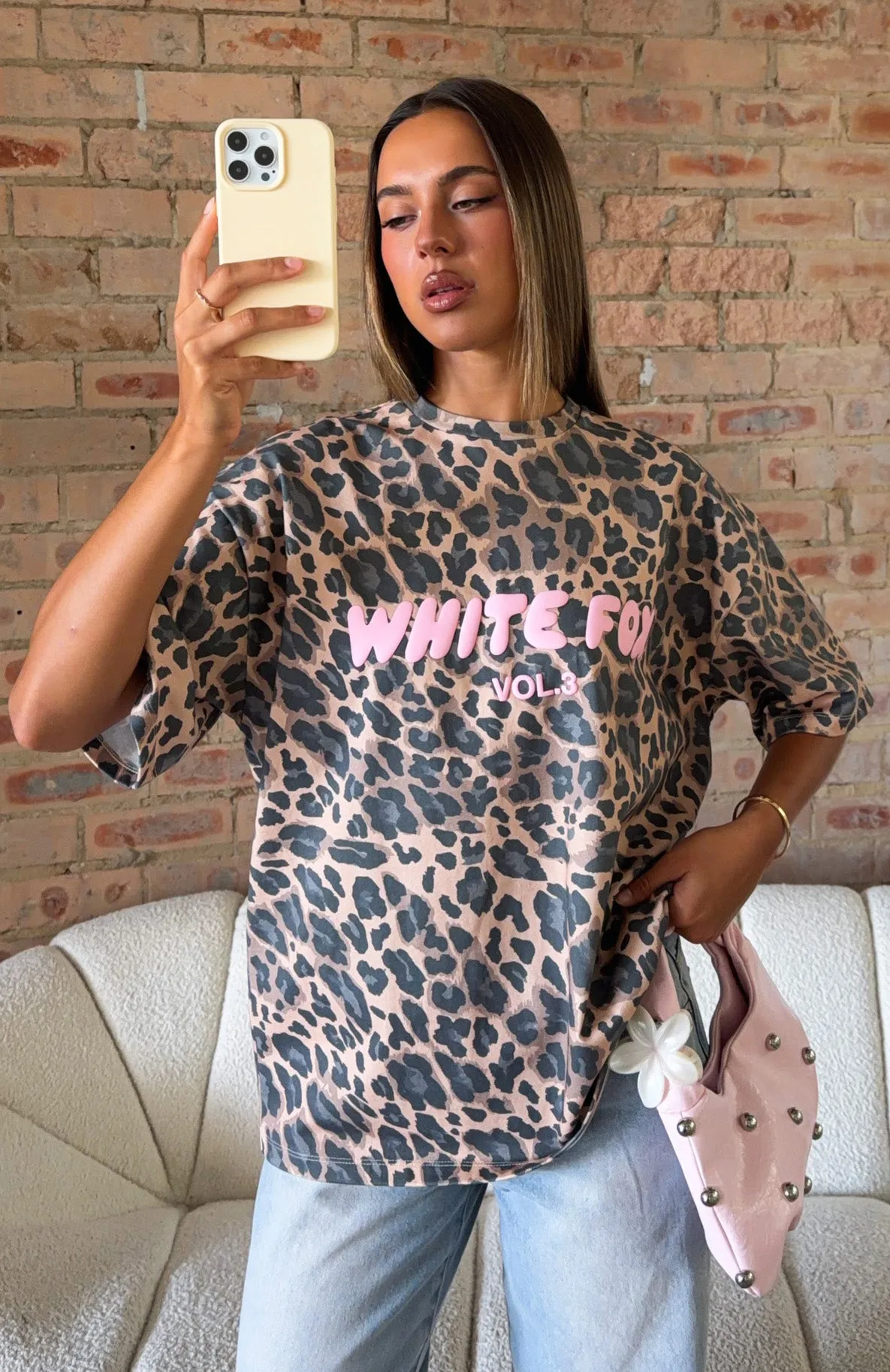 Offstage Printed Oversized Tee Dark Leopard sold by White Fox Boutique