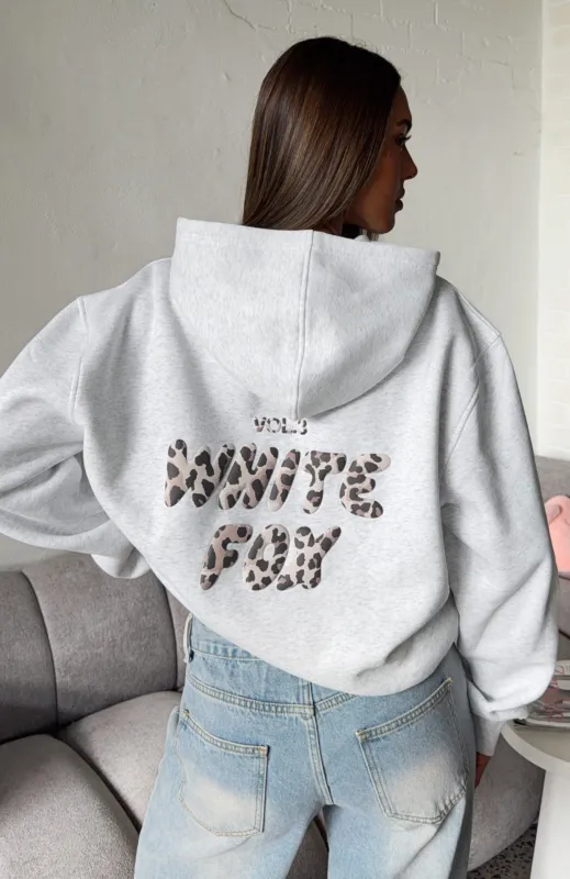 Offstage Printed Oversized Hoodie Grey Marle/Leopard made by White Fox Boutique