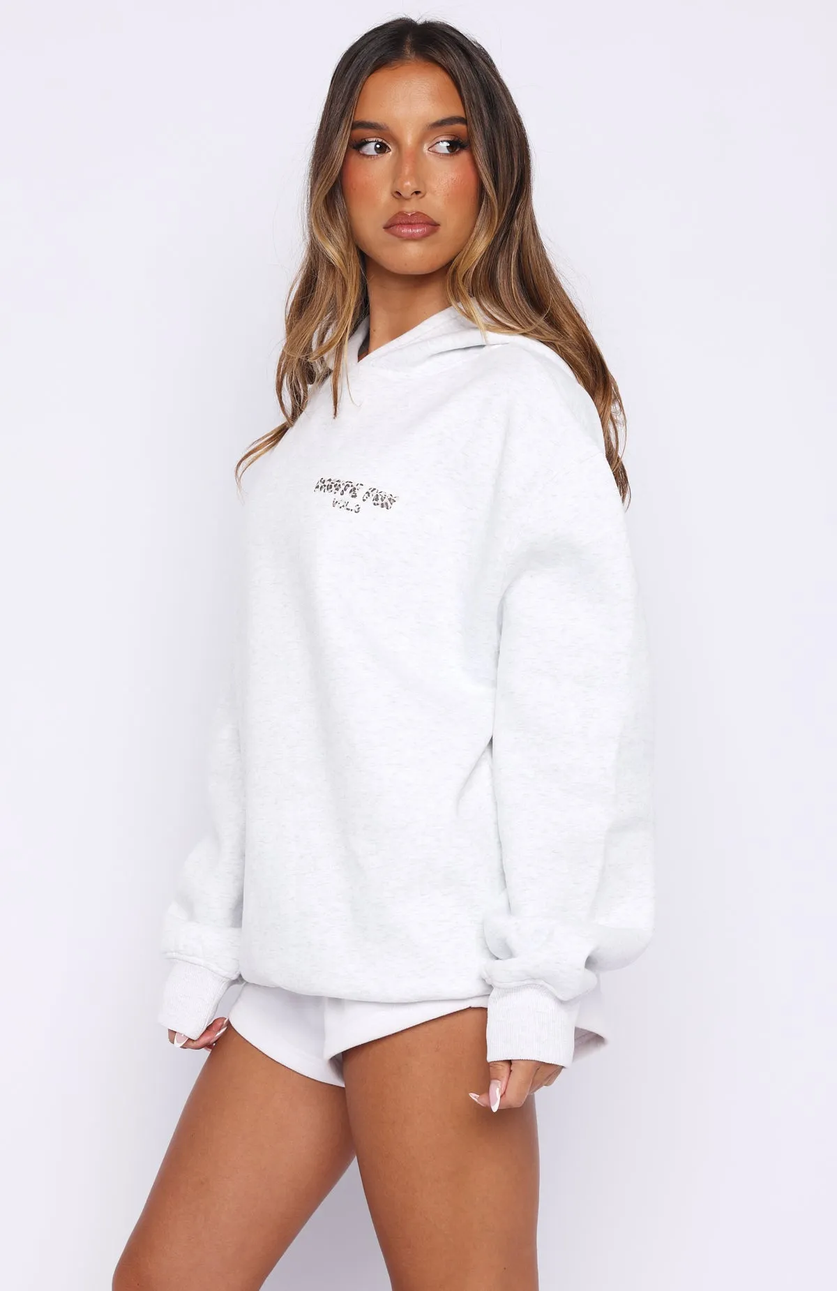 Offstage Printed Oversized Hoodie Grey Marle/Leopard sold by White Fox Boutique product image thumbnail 3