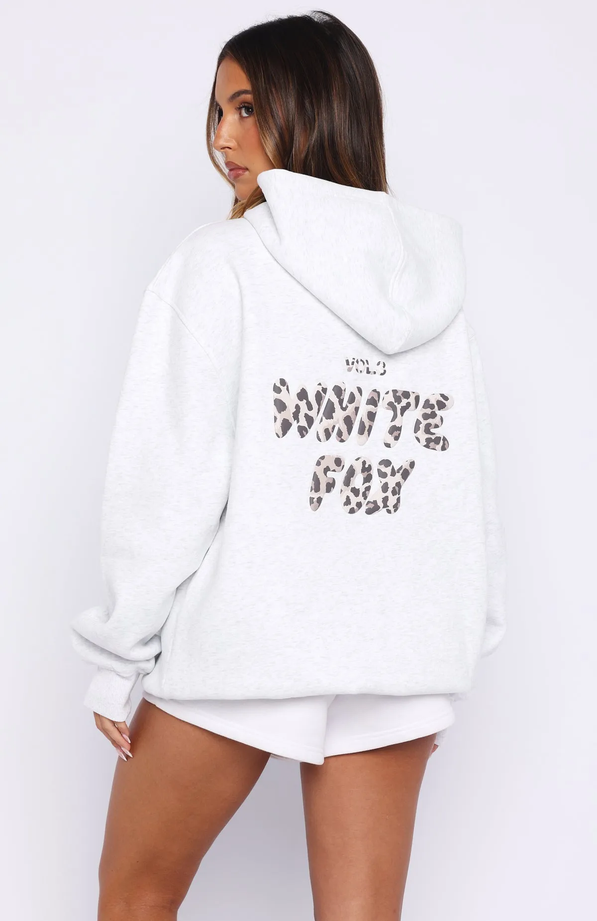 Offstage Printed Oversized Hoodie Grey Marle/Leopard sold by White Fox Boutique product image thumbnail 4