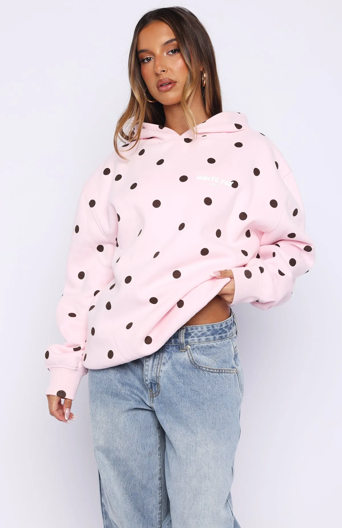 Offstage Printed Oversized Hoodie Posy Polka Dot sold by White Fox Boutique product image thumbnail 3