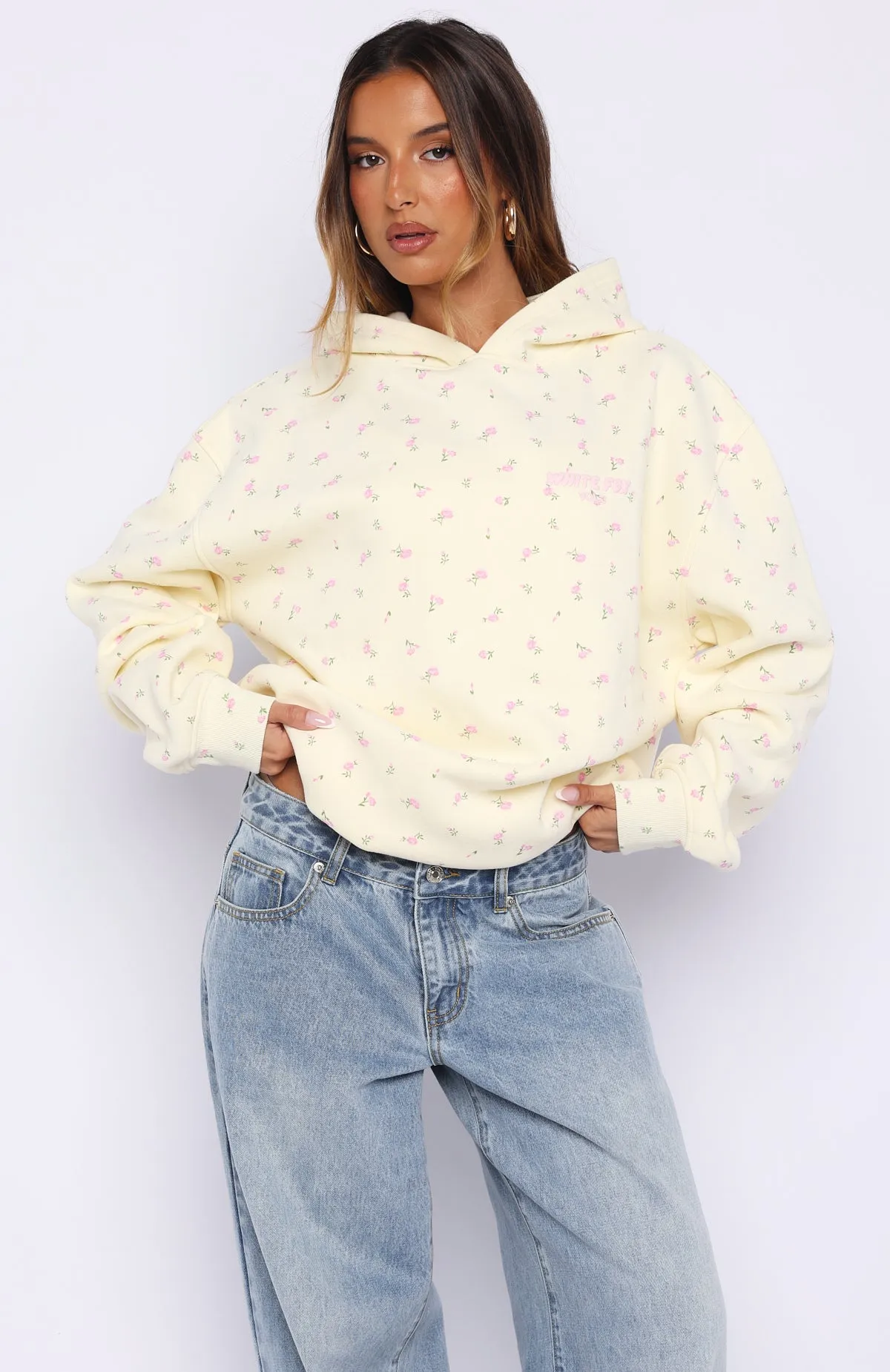 Offstage Printed Oversized Hoodie Lemon Ditsy sold by White Fox Boutique product image thumbnail 2