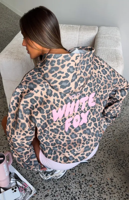 Offstage Printed Oversized Hoodie Dark Leopard made by White Fox Boutique