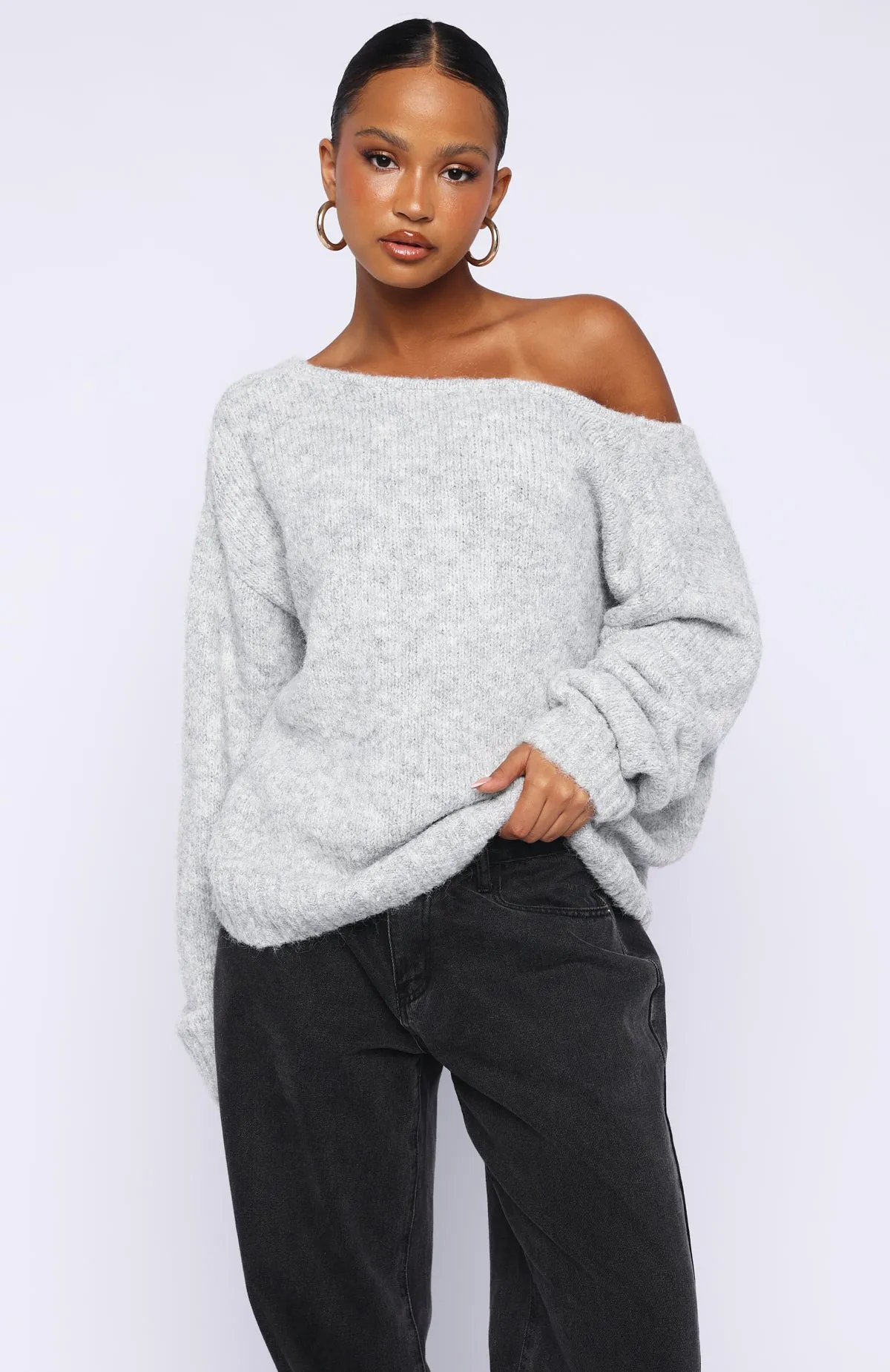 Softer Love Knit Sweater Grey Marle sold by White Fox Boutique product image thumbnail 3