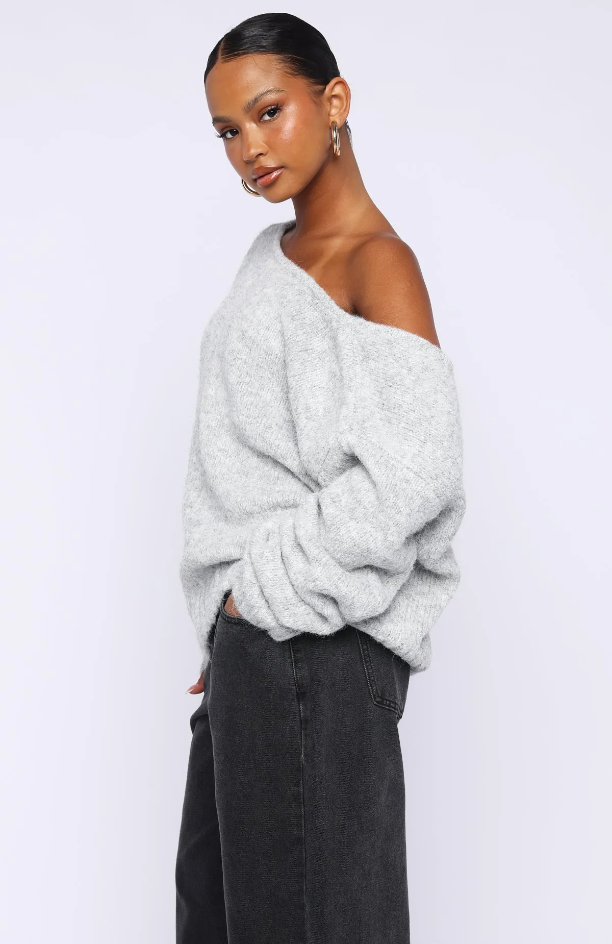 Softer Love Knit Sweater Grey Marle sold by White Fox Boutique product image thumbnail 4