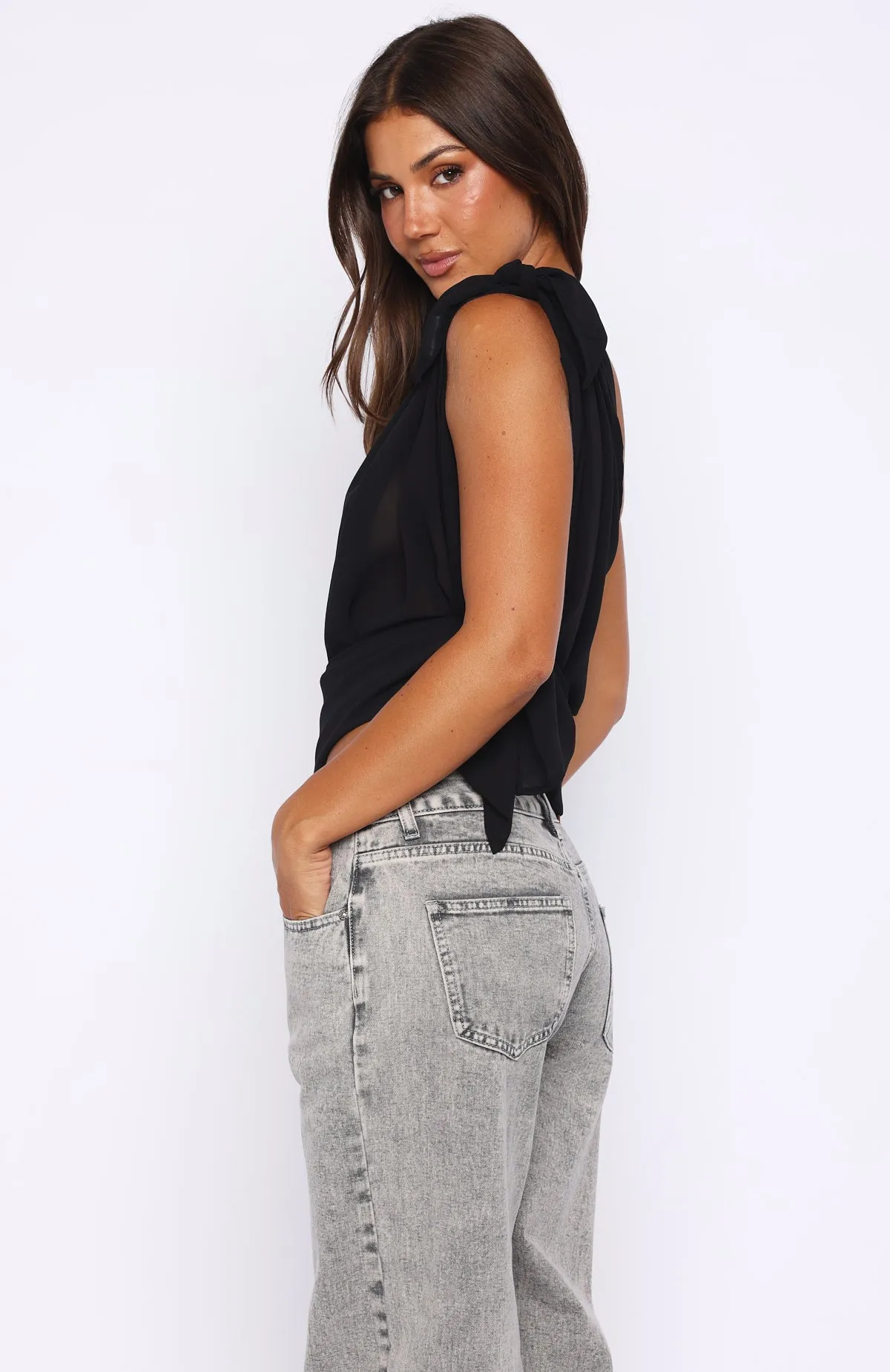 See My Love Multi Way Scarf Top Black sold by White Fox Boutique product image thumbnail 4