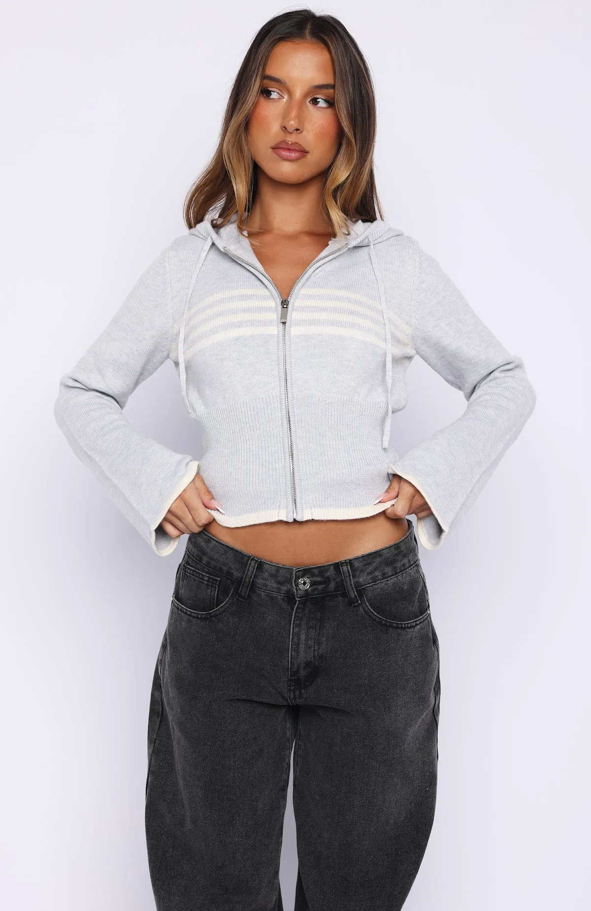 Mellisandra Knit Cardigan Grey Marle sold by White Fox Boutique product image thumbnail 2