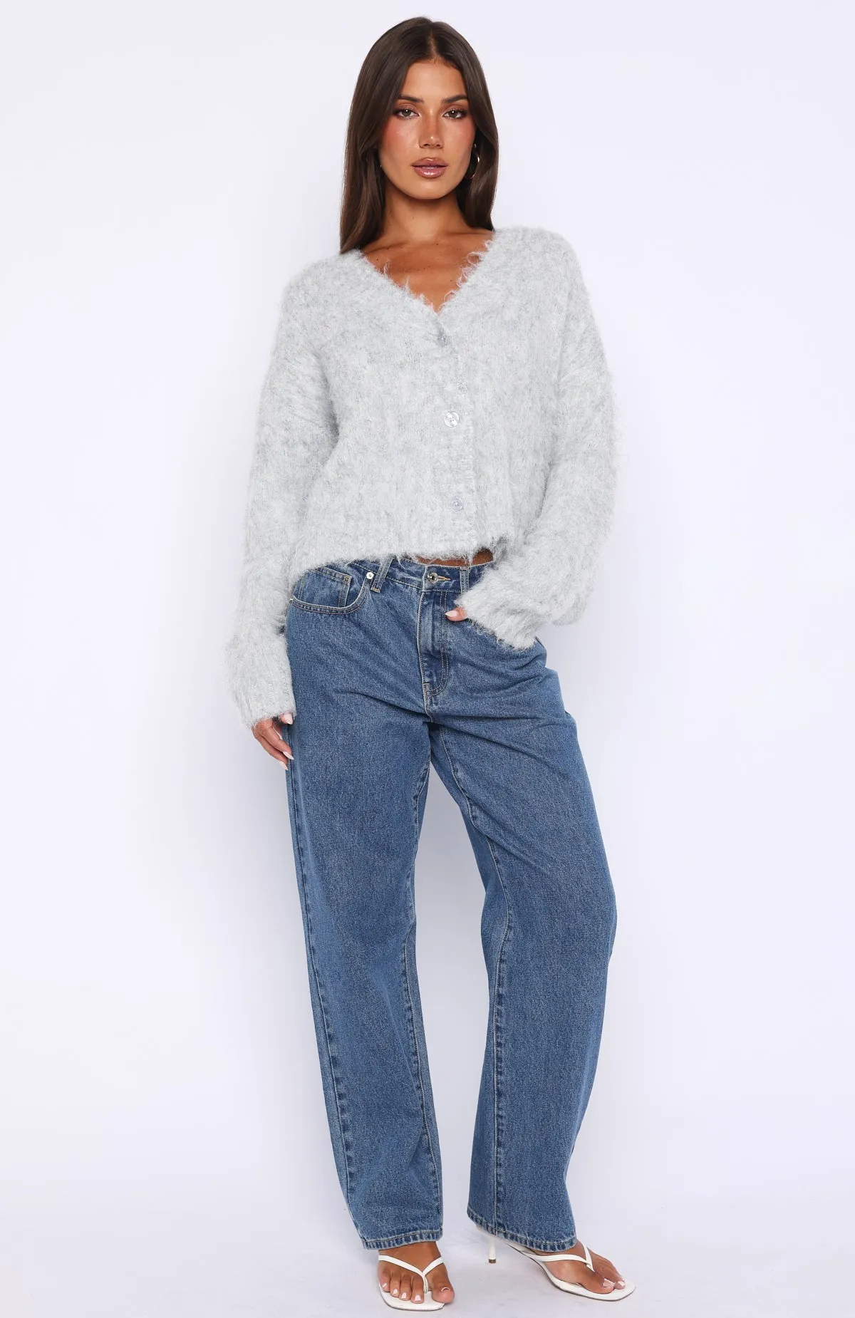 Cozy Vibes Knit Cardigan Grey Marle sold by White Fox Boutique product image thumbnail 5