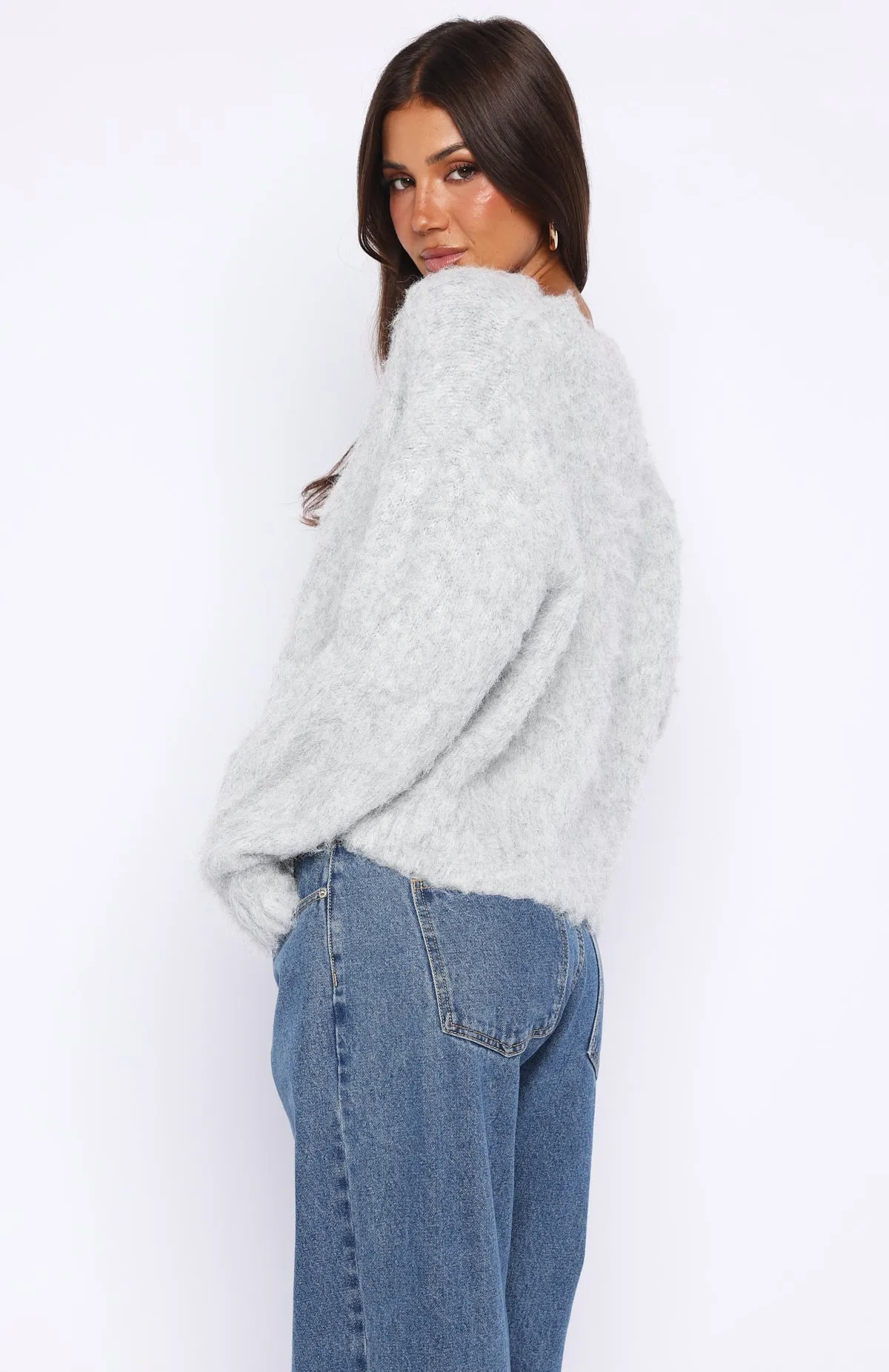 Cozy Vibes Knit Cardigan Grey Marle sold by White Fox Boutique product image thumbnail 4