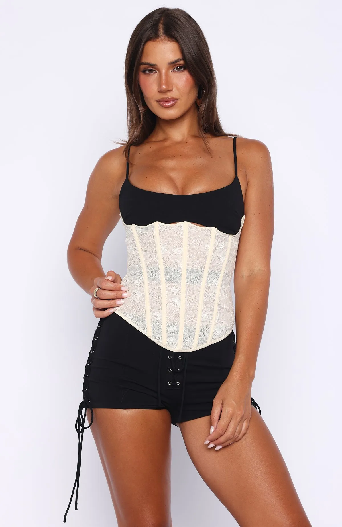 Electric Heart Bustier Black/Cream sold by White Fox Boutique product image thumbnail 2