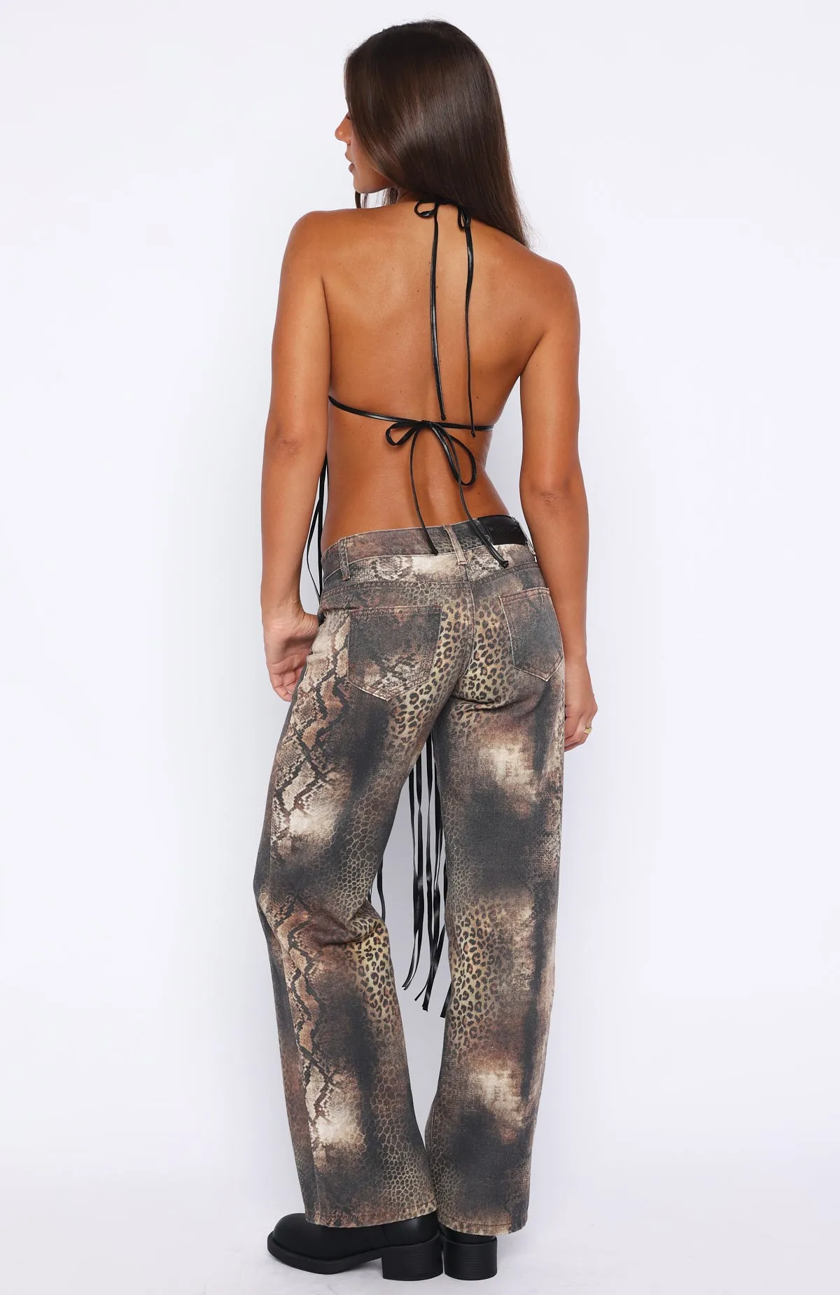 Here We Go PU Fringe Top Black sold by White Fox Boutique product image thumbnail 4