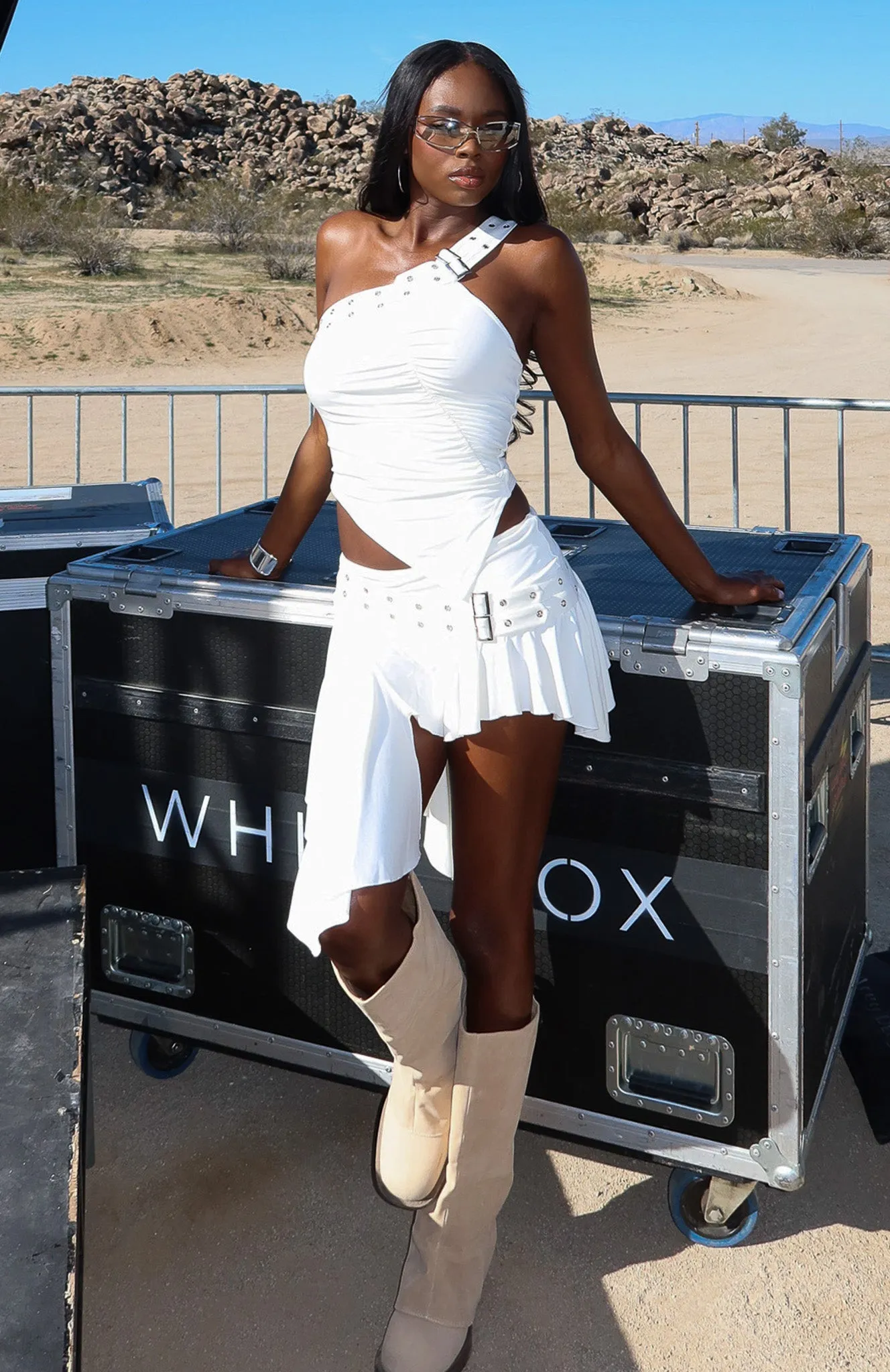 Desert Dreams Mini Skirt Cream sold by White Fox Boutique product image thumbnail 5