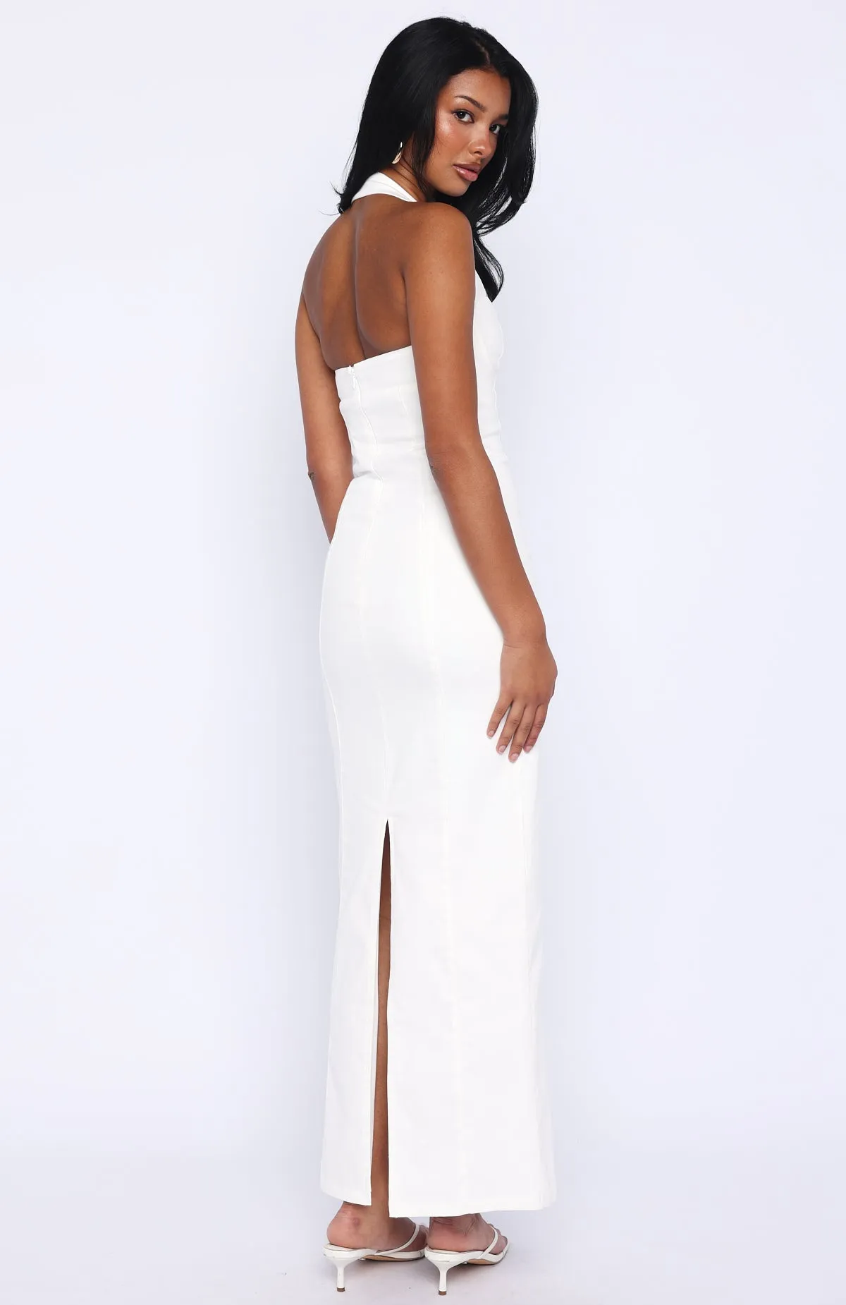 Champagne High Halter Maxi Dress White sold by White Fox Boutique product image thumbnail 4
