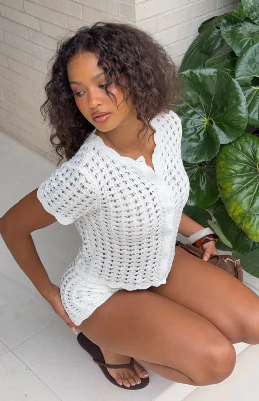 Sunset Solos Knit Top Off White made by White Fox Boutique