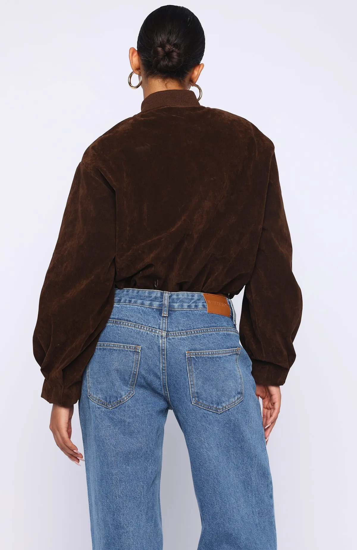What Did I Miss Faux Suede Jacket Chocolate sold by White Fox Boutique product image thumbnail 4