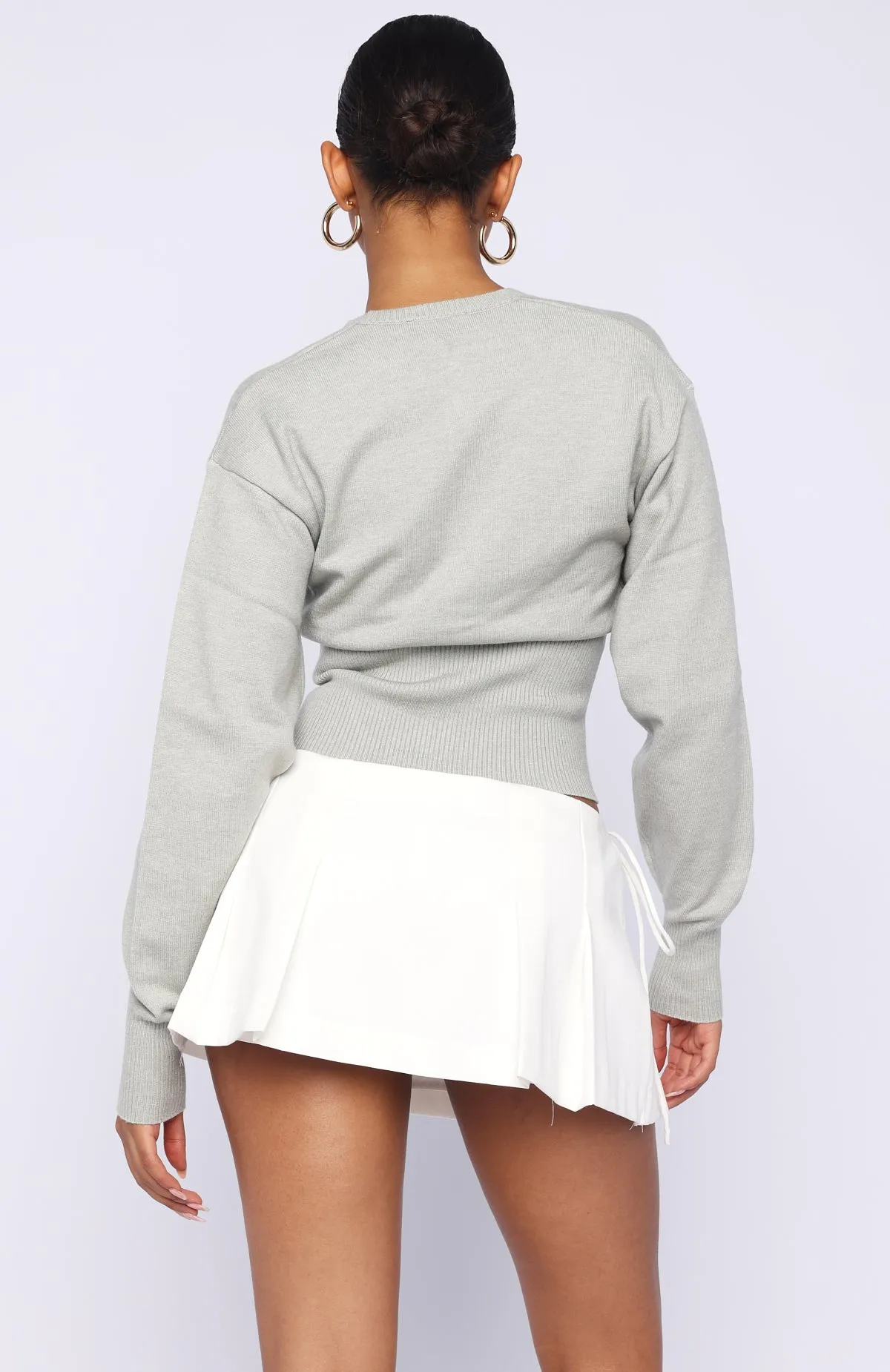 Cindy Cinched Knit Top Grey sold by White Fox Boutique product image thumbnail 4