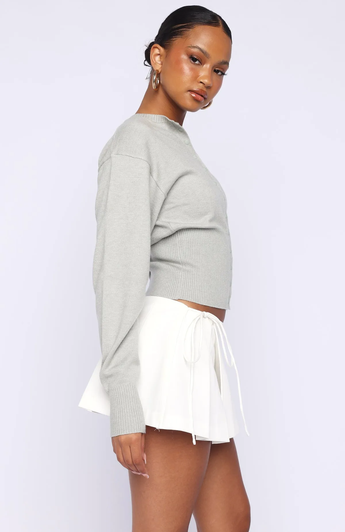 Cindy Cinched Knit Top Grey sold by White Fox Boutique product image thumbnail 3
