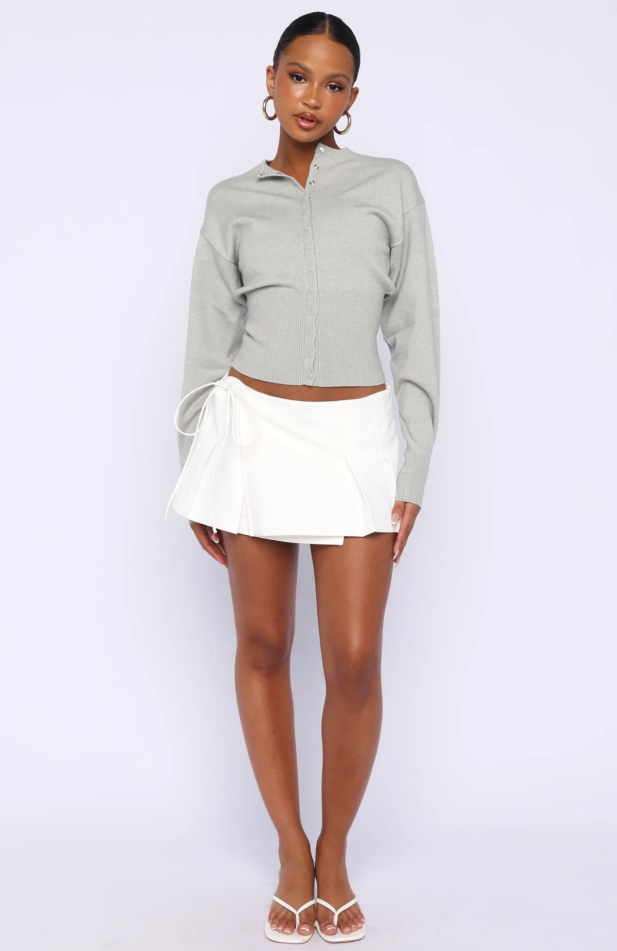 Cindy Cinched Knit Top Grey sold by White Fox Boutique product image thumbnail 5
