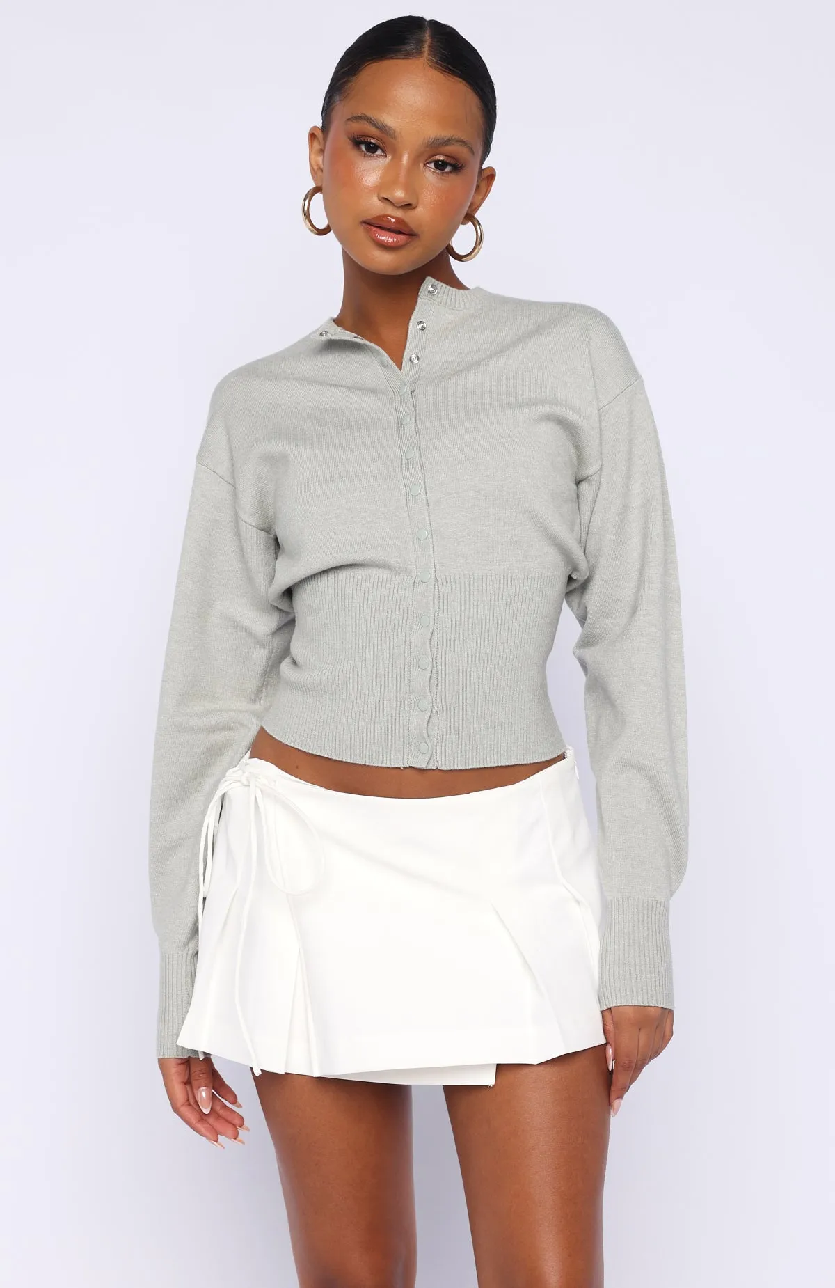 Cindy Cinched Knit Top Grey sold by White Fox Boutique product image thumbnail 2