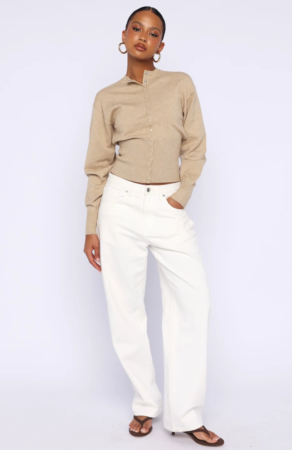 Cindy Cinched Knit Top Beige sold by White Fox Boutique product image thumbnail 5