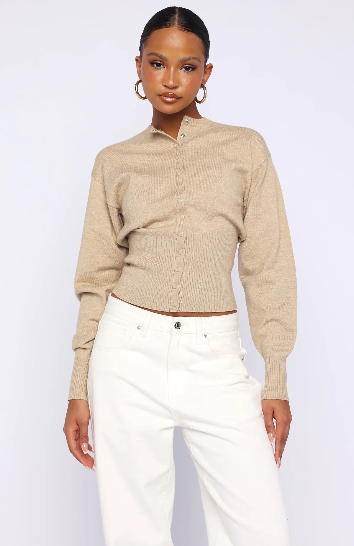 Cindy Cinched Knit Top Beige sold by White Fox Boutique product image thumbnail 2