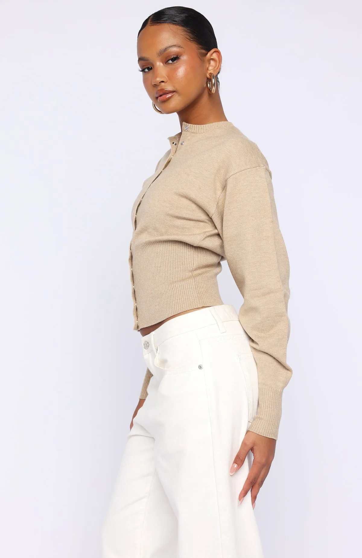 Cindy Cinched Knit Top Beige sold by White Fox Boutique product image thumbnail 3
