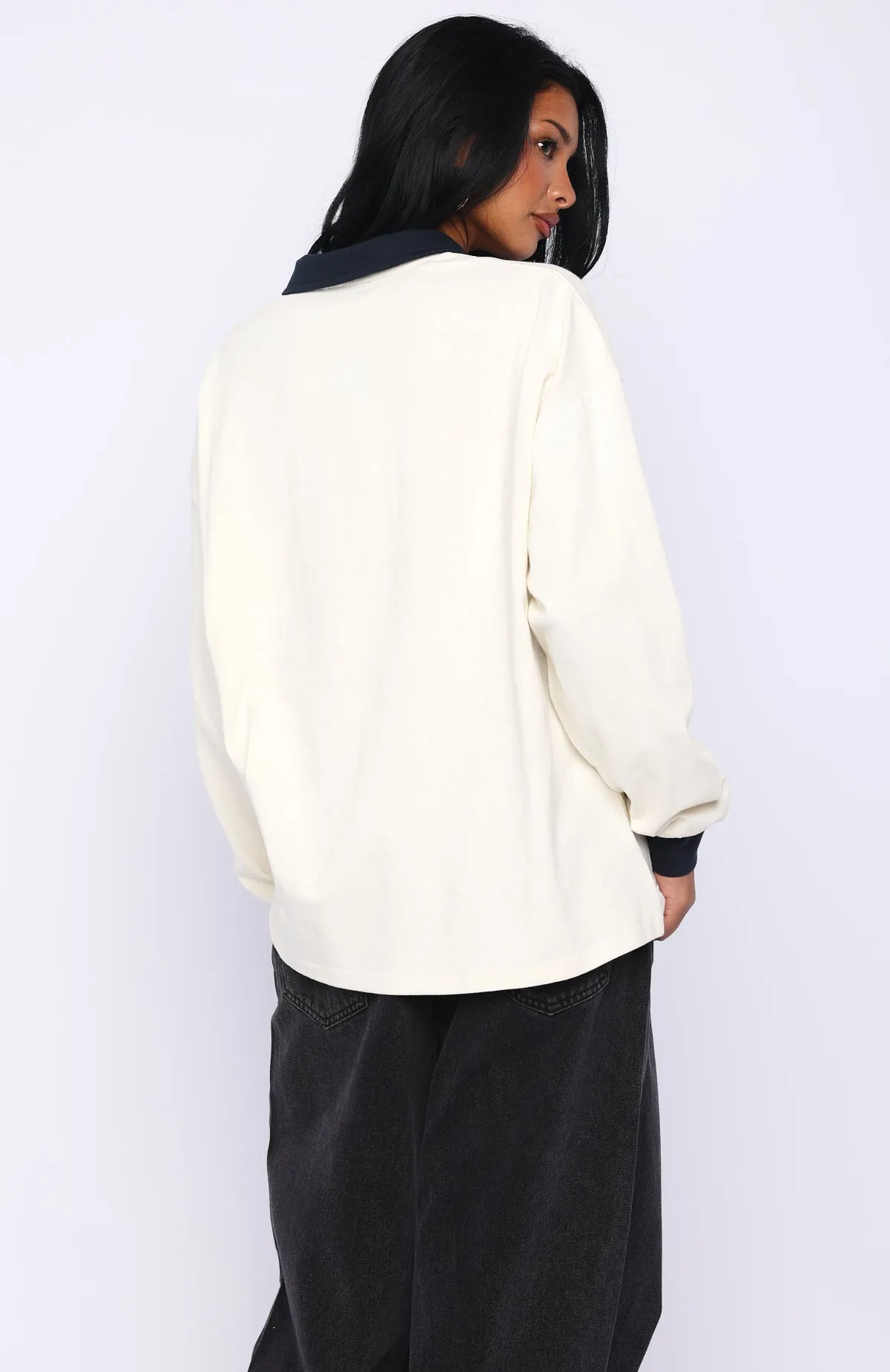 Meeting Friends Long Sleeve Rugby Shirt Cream sold by White Fox Boutique product image thumbnail 4