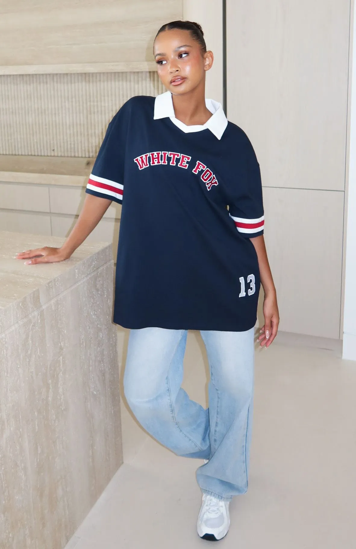 Break It Up Oversized Jersey Navy sold by White Fox Boutique