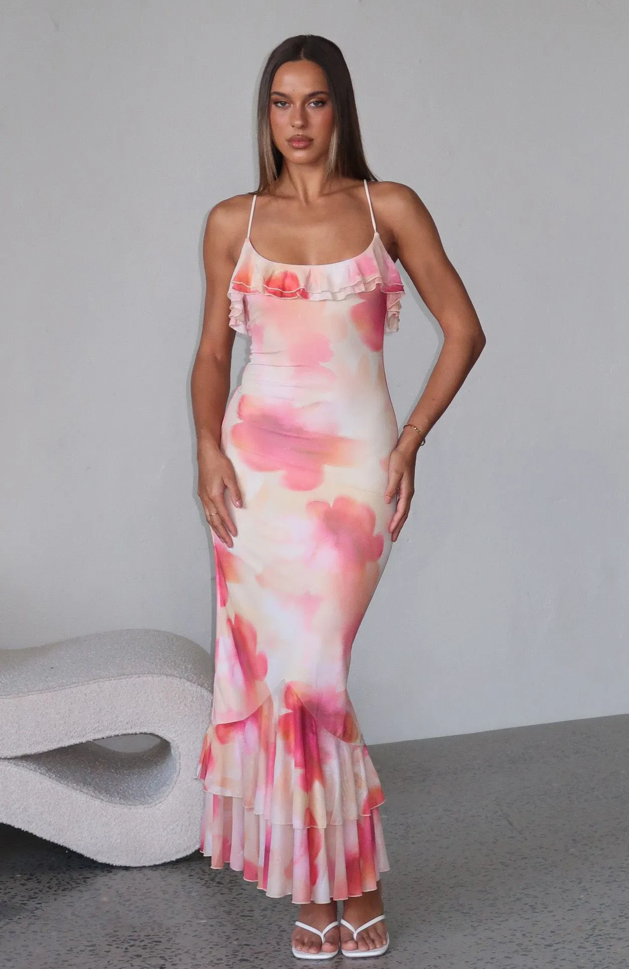 Amped Up Midi Dress Honeydew Floral sold by White Fox Boutique