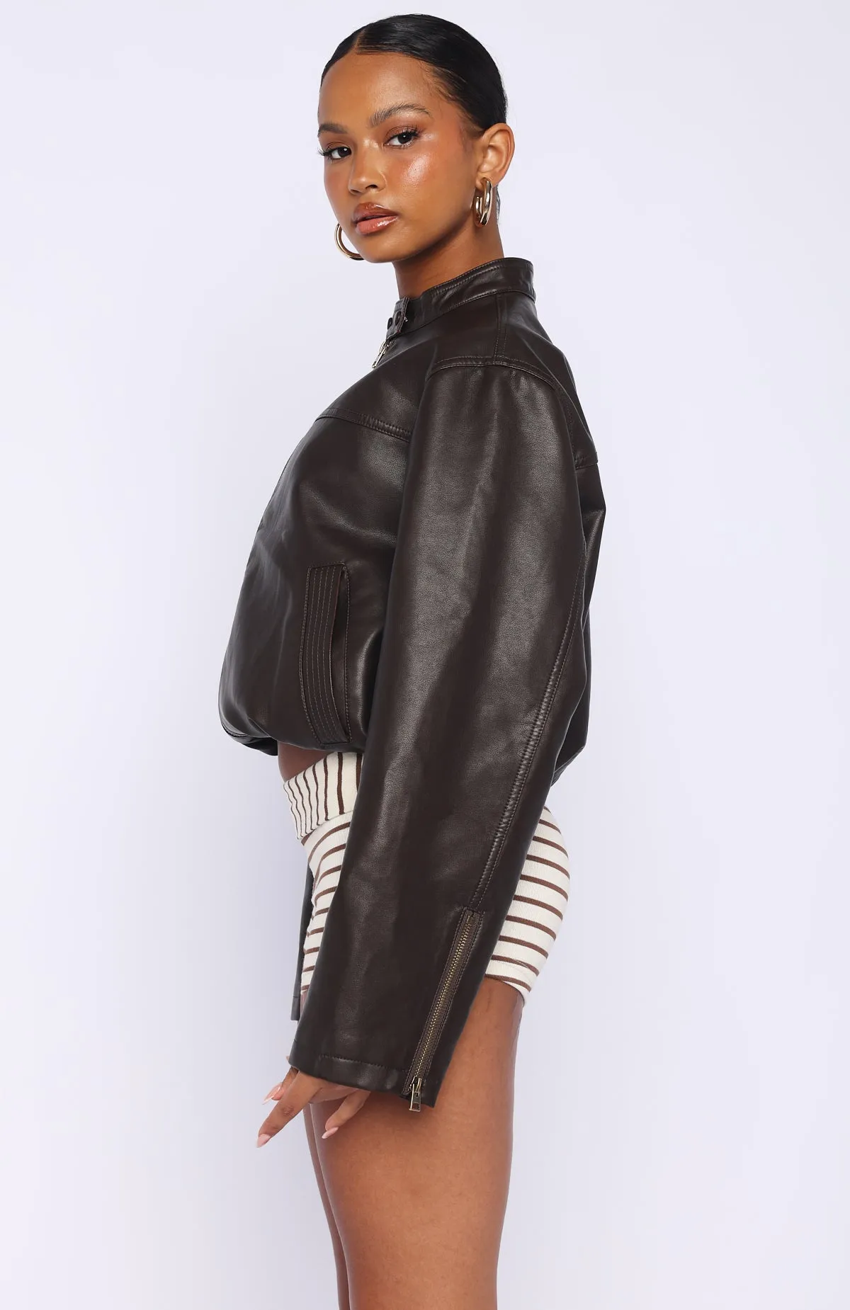 Put In Effort Jacket Chocolate sold by White Fox Boutique product image thumbnail 3