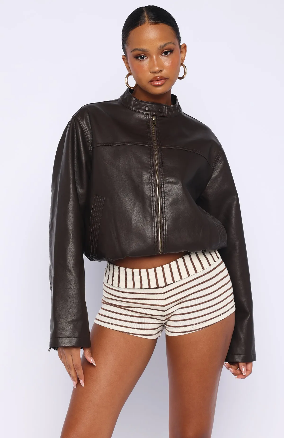 Put In Effort Jacket Chocolate sold by White Fox Boutique product image thumbnail 2