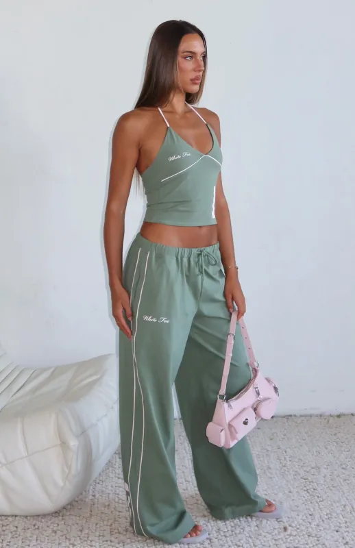 Can't Help The Feeling Track Pants Khaki sold by White Fox Boutique