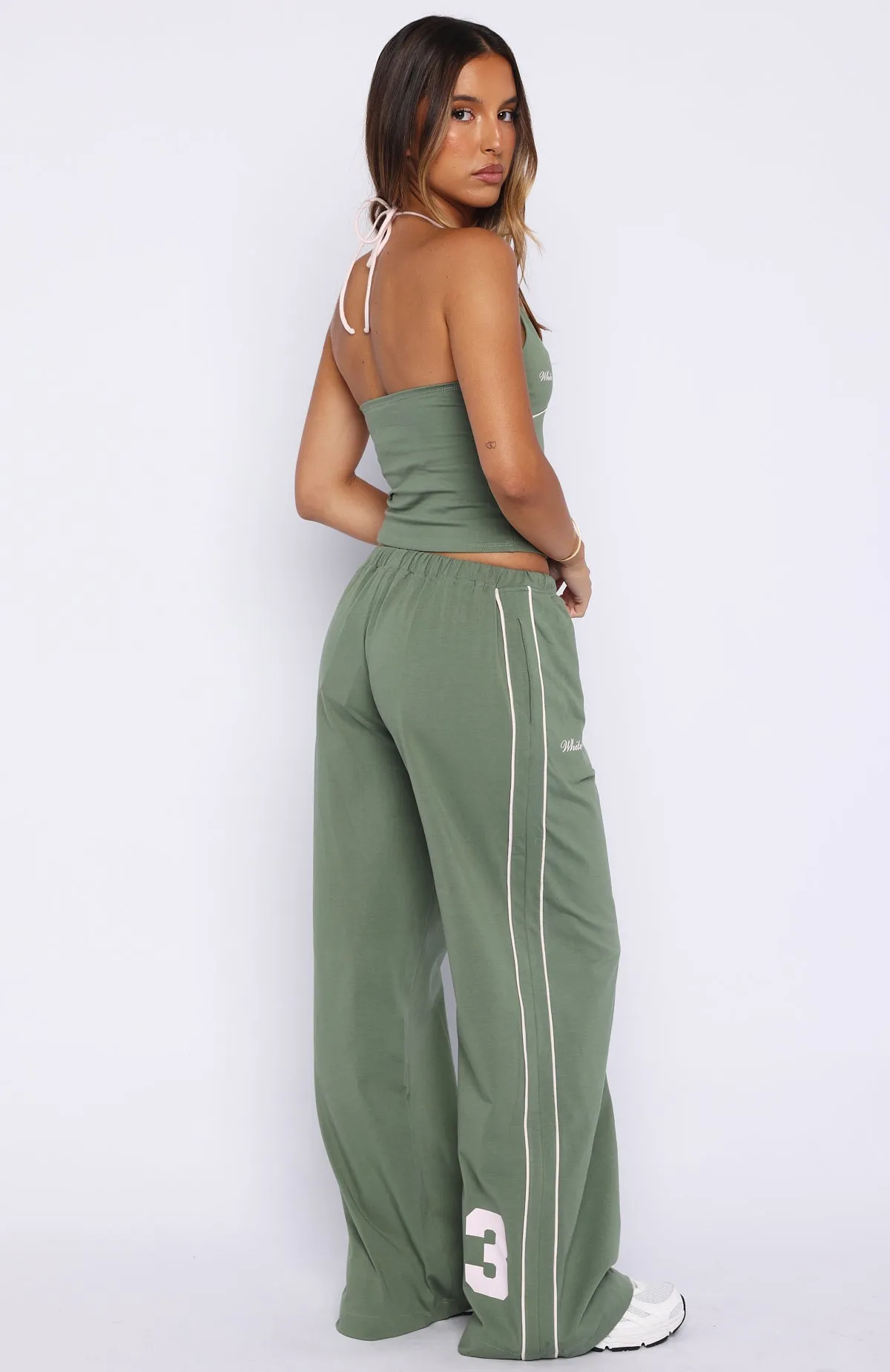 Can't Help The Feeling Track Pants Khaki sold by White Fox Boutique product image thumbnail 2