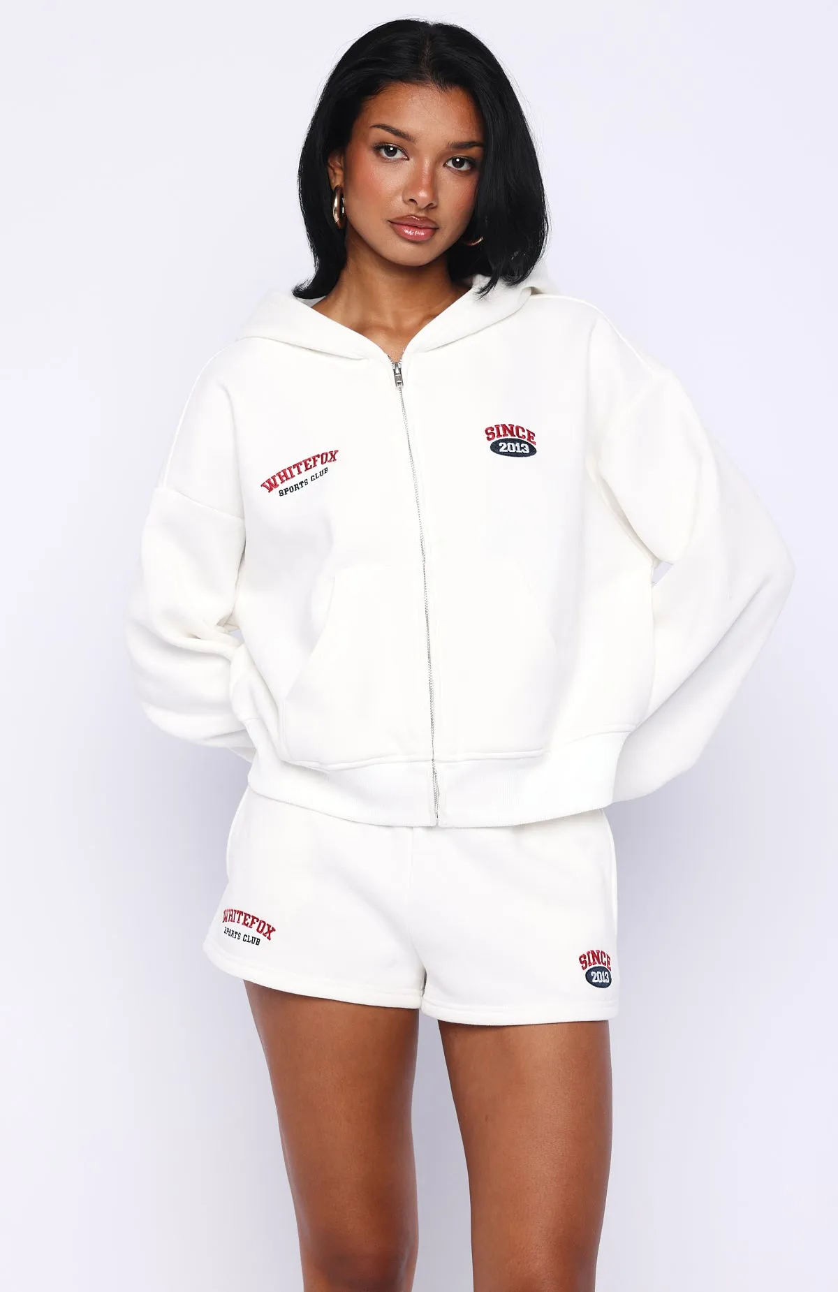 Up For Anything Boxy Zip Front Hoodie White sold by White Fox Boutique product image thumbnail 2