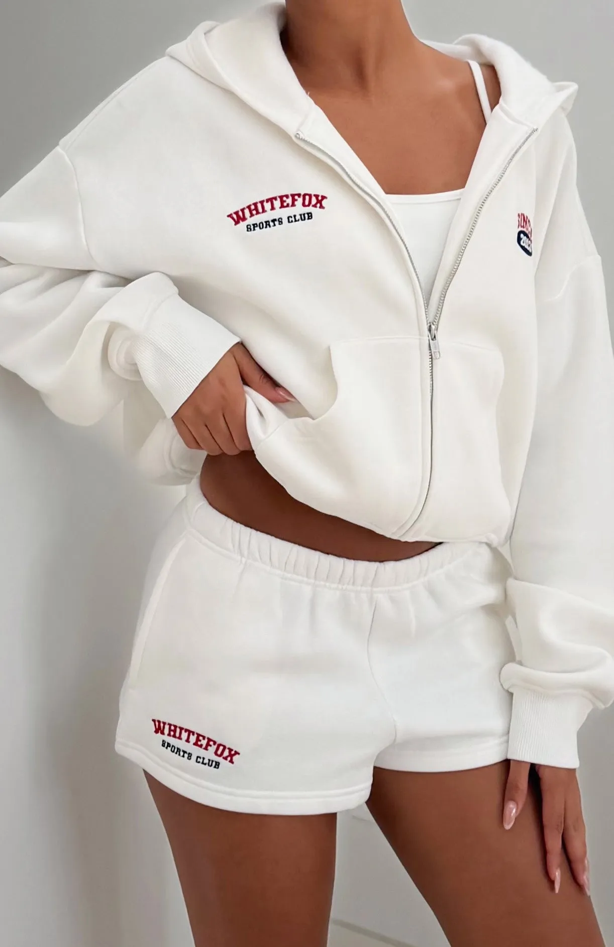 Up For Anything Boxy Zip Front Hoodie White sold by White Fox Boutique