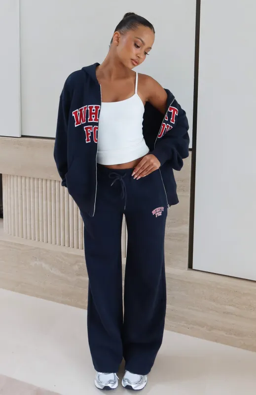 Starting Fresh Wide Leg Sweatpants Navy sold by White Fox Boutique
