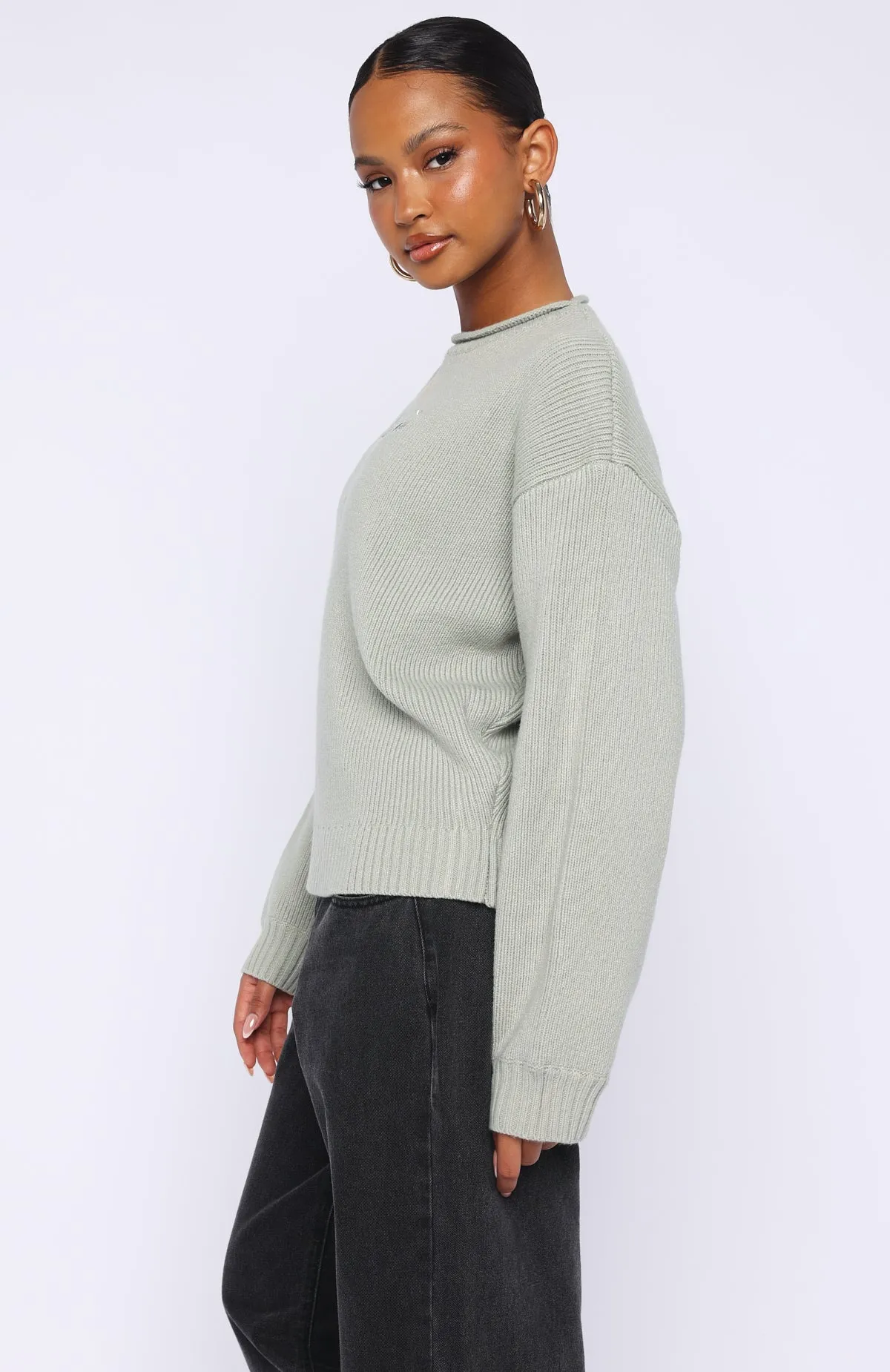 Snow Dreams Knit Sweater Sage sold by White Fox Boutique product image thumbnail 3