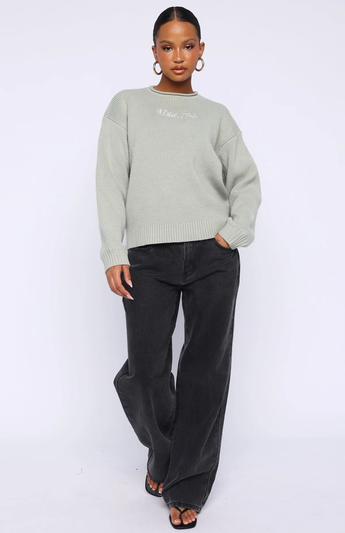 Snow Dreams Knit Sweater Sage sold by White Fox Boutique product image thumbnail 5