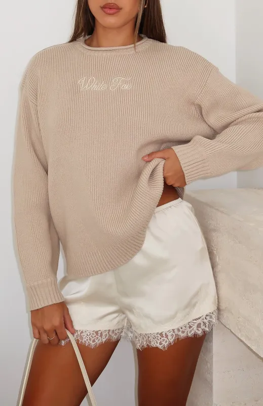 Snow Dreams Knit Sweater Oat made by White Fox Boutique