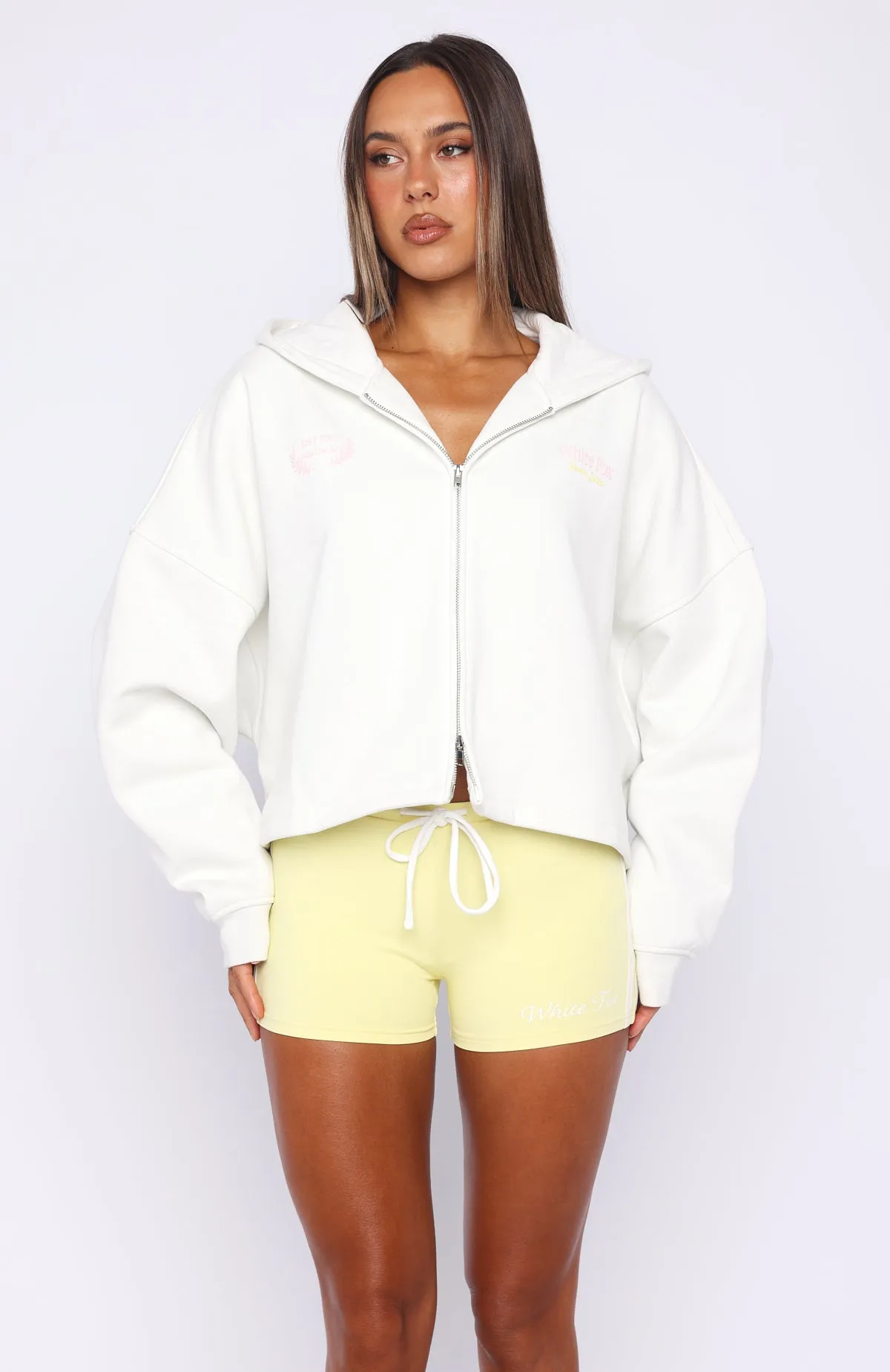 Verano Sixteen Viola Oversized Slouch Zip Front Hoodie White sold by White Fox Boutique product image thumbnail 3