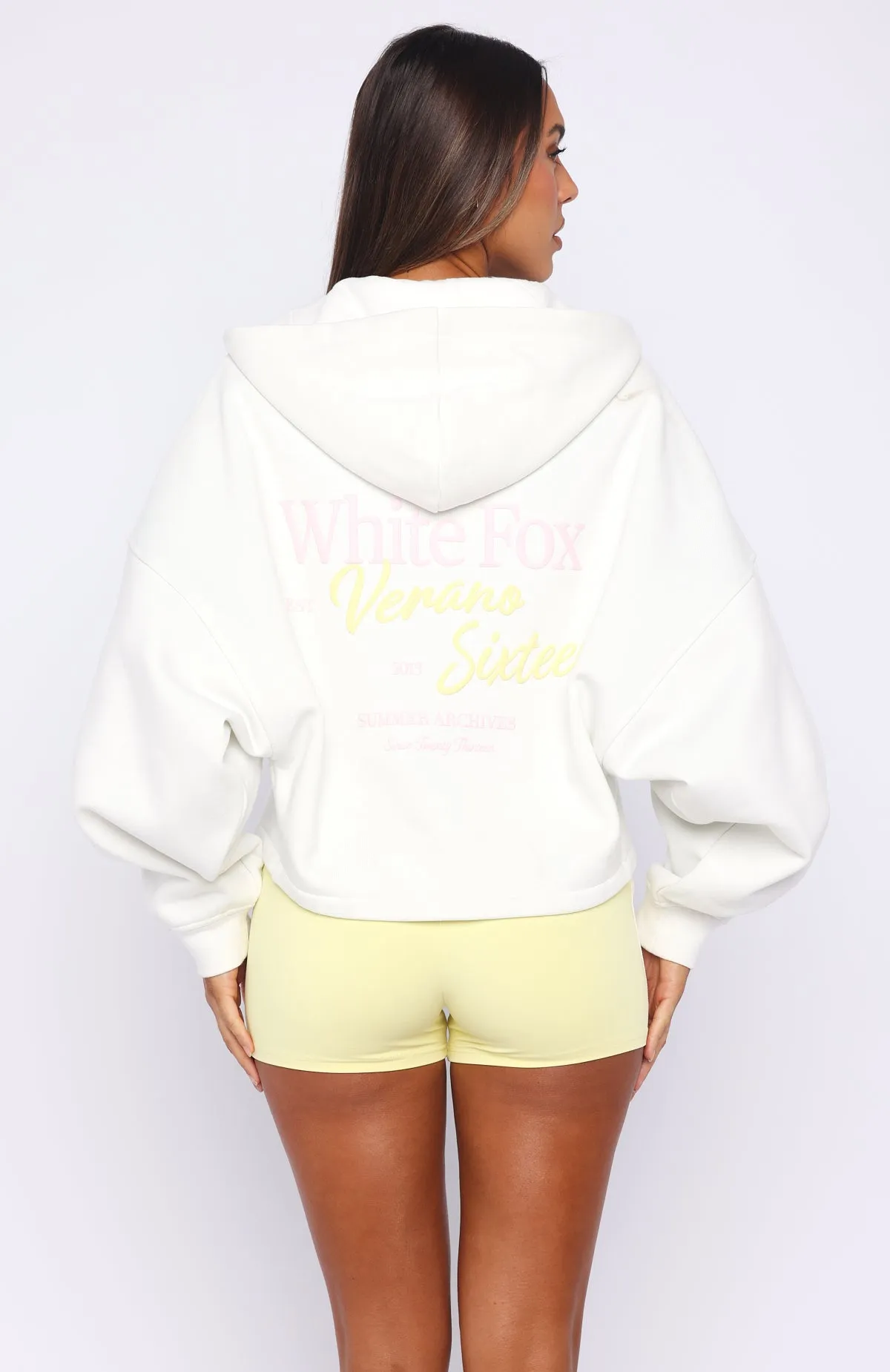 Verano Sixteen Viola Oversized Slouch Zip Front Hoodie White sold by White Fox Boutique product image thumbnail 5
