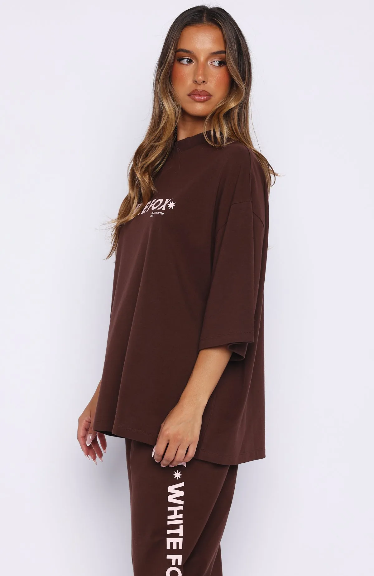 Tender Hearts Oversized Tee Chocolate sold by White Fox Boutique product image thumbnail 3