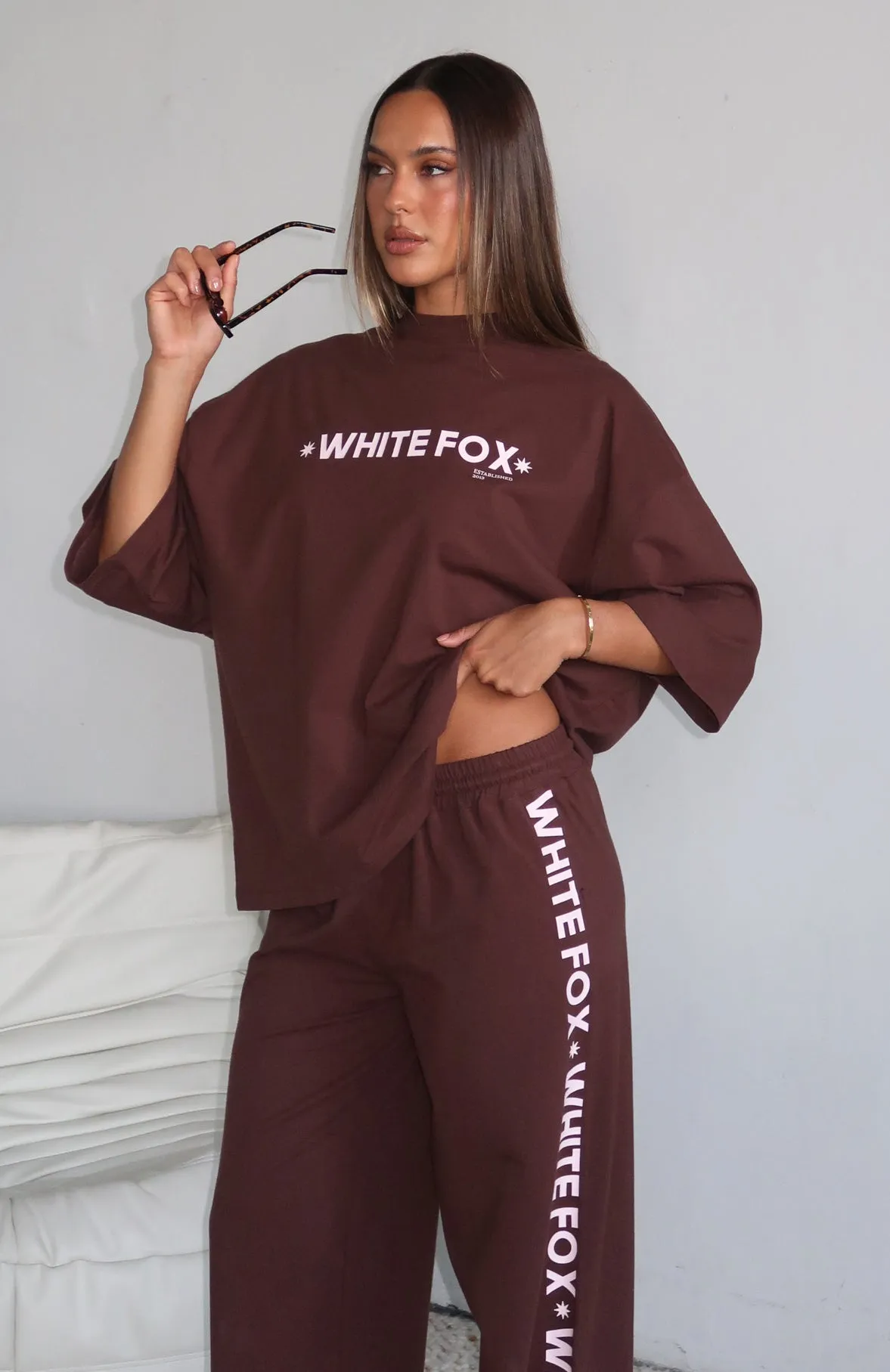 Tender Hearts Oversized Tee Chocolate sold by White Fox Boutique