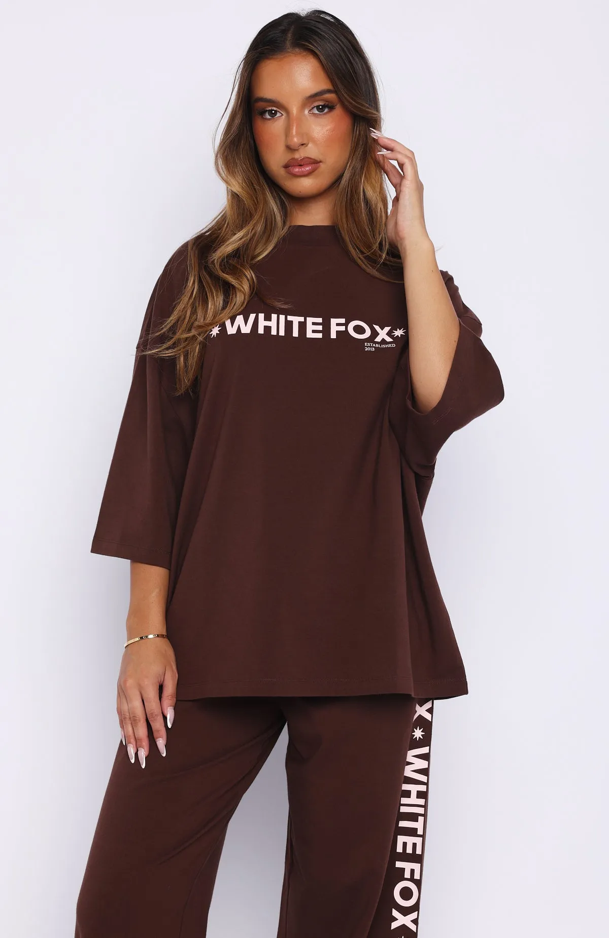 Tender Hearts Oversized Tee Chocolate sold by White Fox Boutique product image thumbnail 2