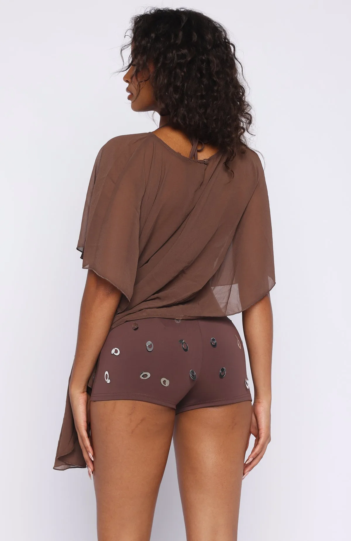 Solar Shade Sequin Shorts Toasted Coconut sold by White Fox Boutique product image thumbnail 4