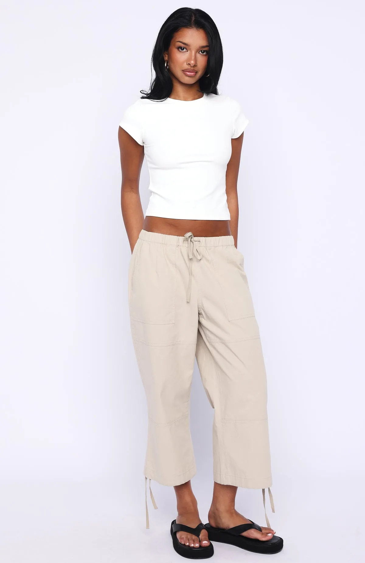 Date Me Capri Cargo Pants Stone sold by White Fox Boutique product image thumbnail 3