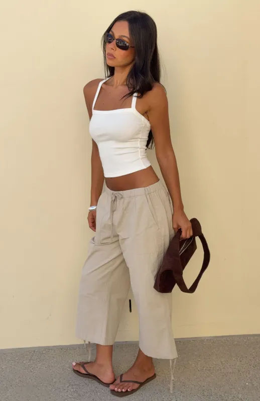 Date Me Capri Cargo Pants Stone made by White Fox Boutique